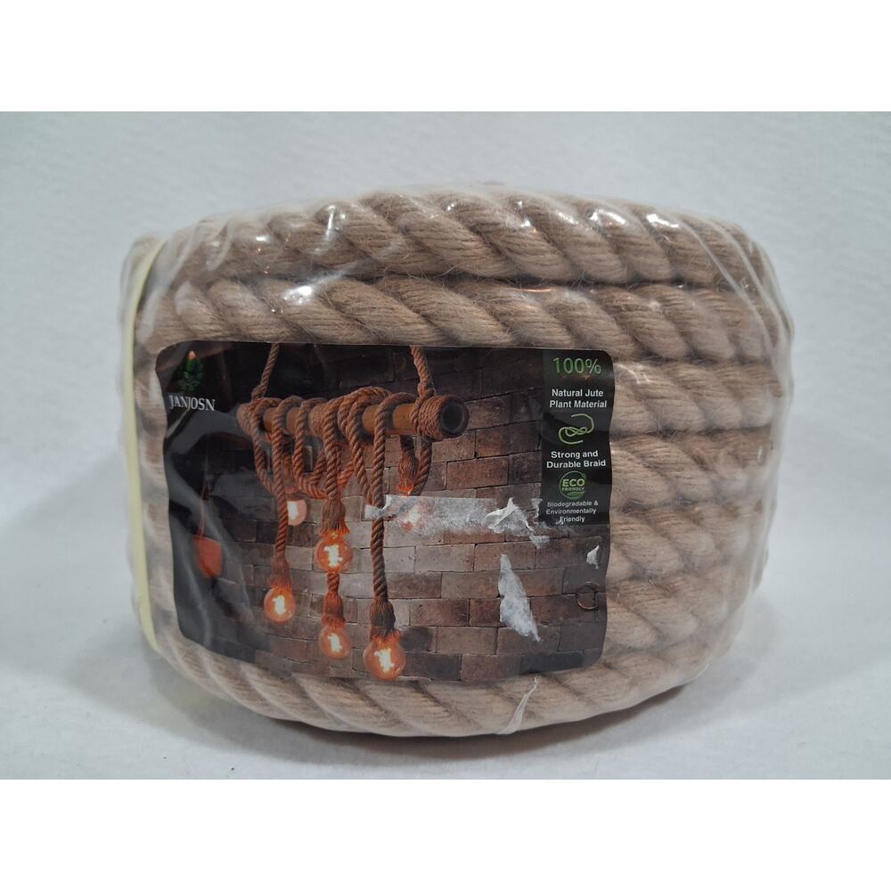 50' braided rope natural jute hemp work farm nautical crafts  New